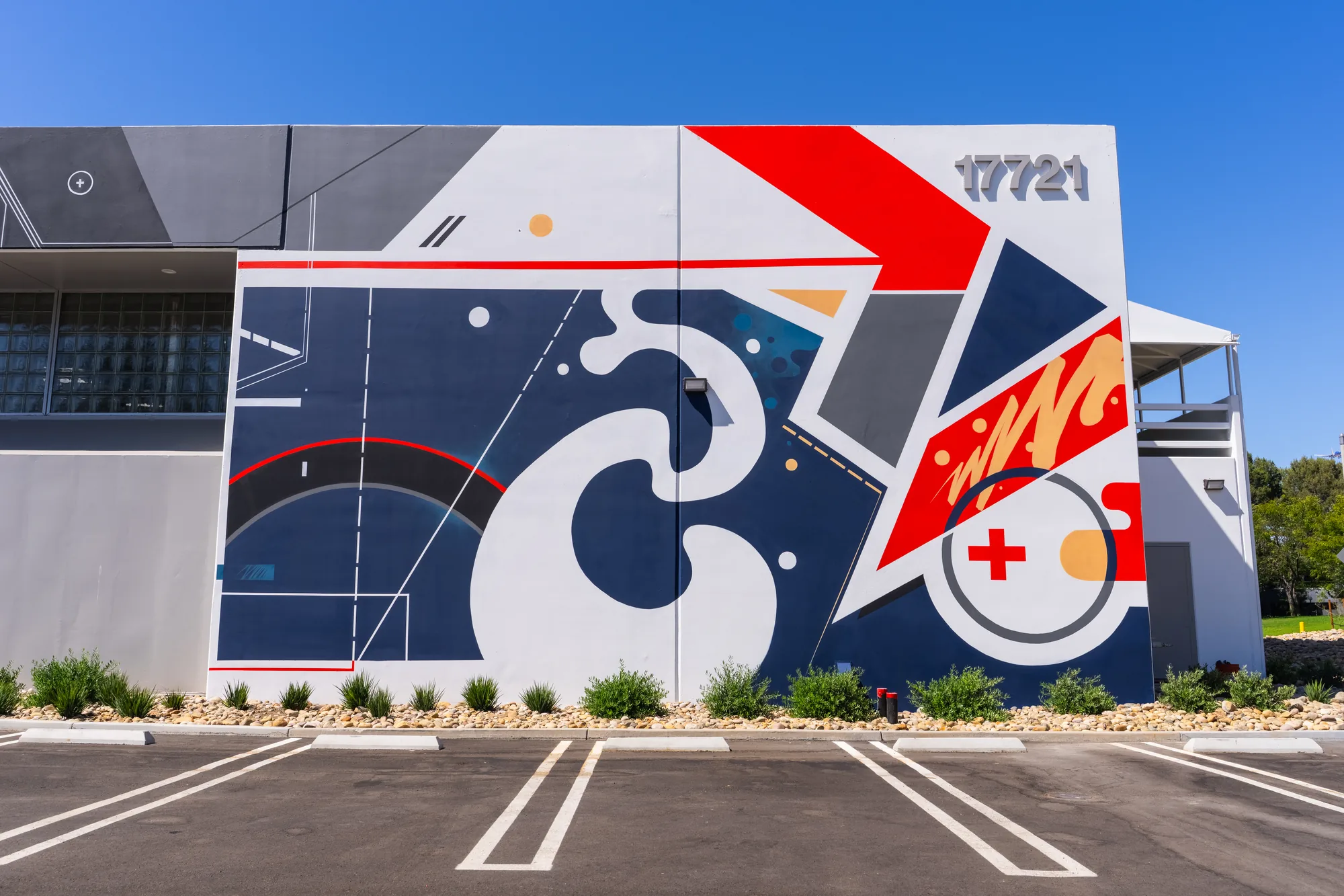 Second elevation of the Omen AI building mural