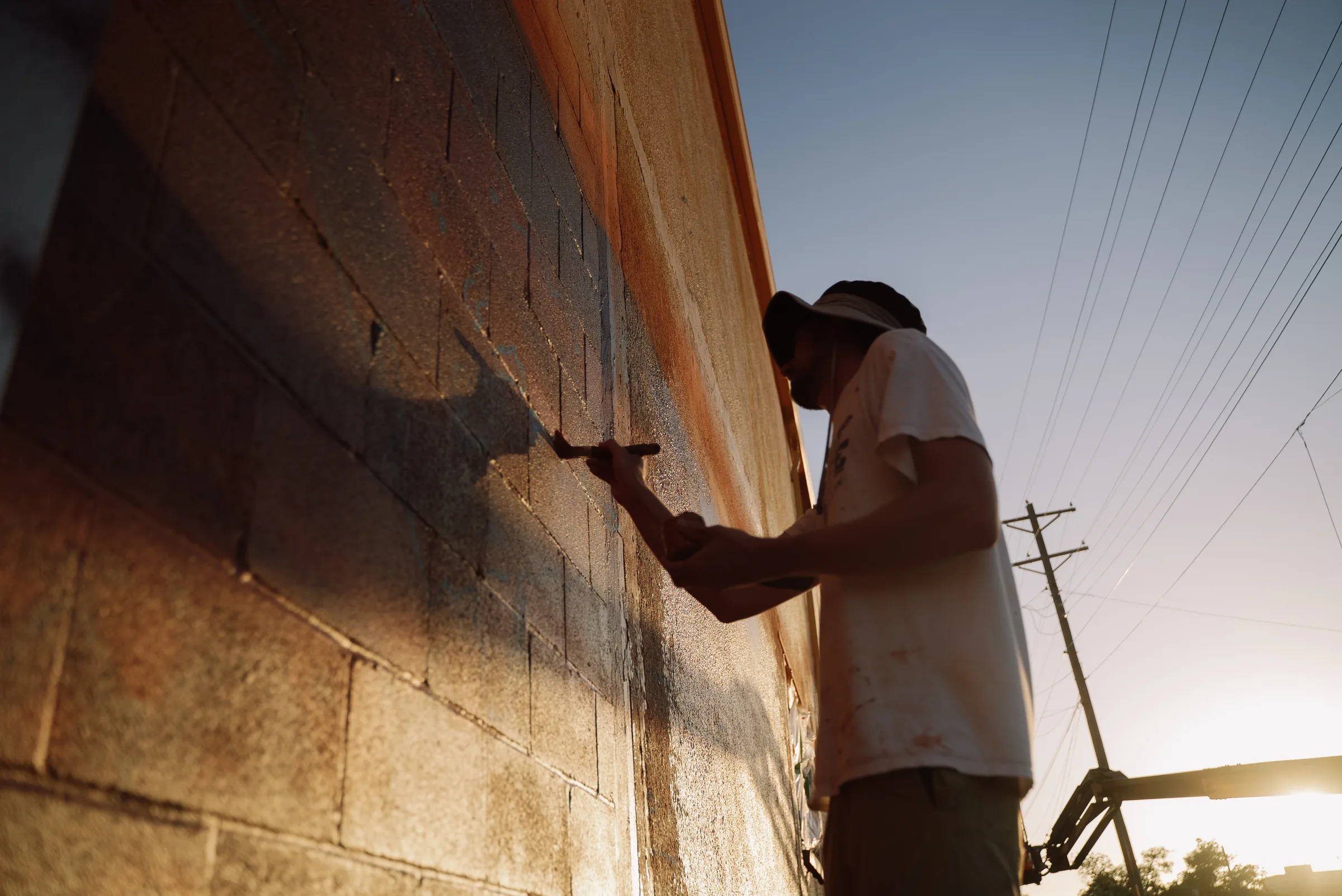 Artist painting live at an event